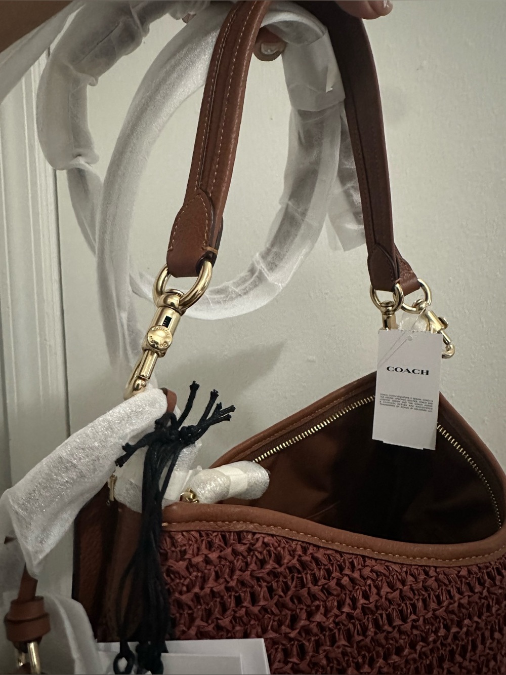 NWT Coach Laurel Shoulder Bag With Charms CES23 Straw/Gold/Russet - Picture 9 of 14